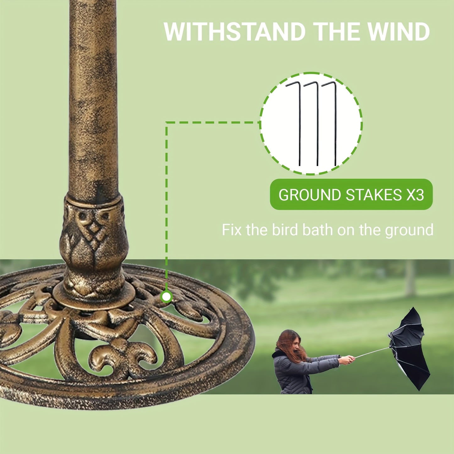 Antique Copper- Polyresin Bird Bath Fountain - Ornate Leaf-Design Lightweight Birdbath with Central Basin, Durable Outdoor Garden Decor for Attracting Birds, Goldfinches & Robins - Low-Maintenance Yard Water Feature