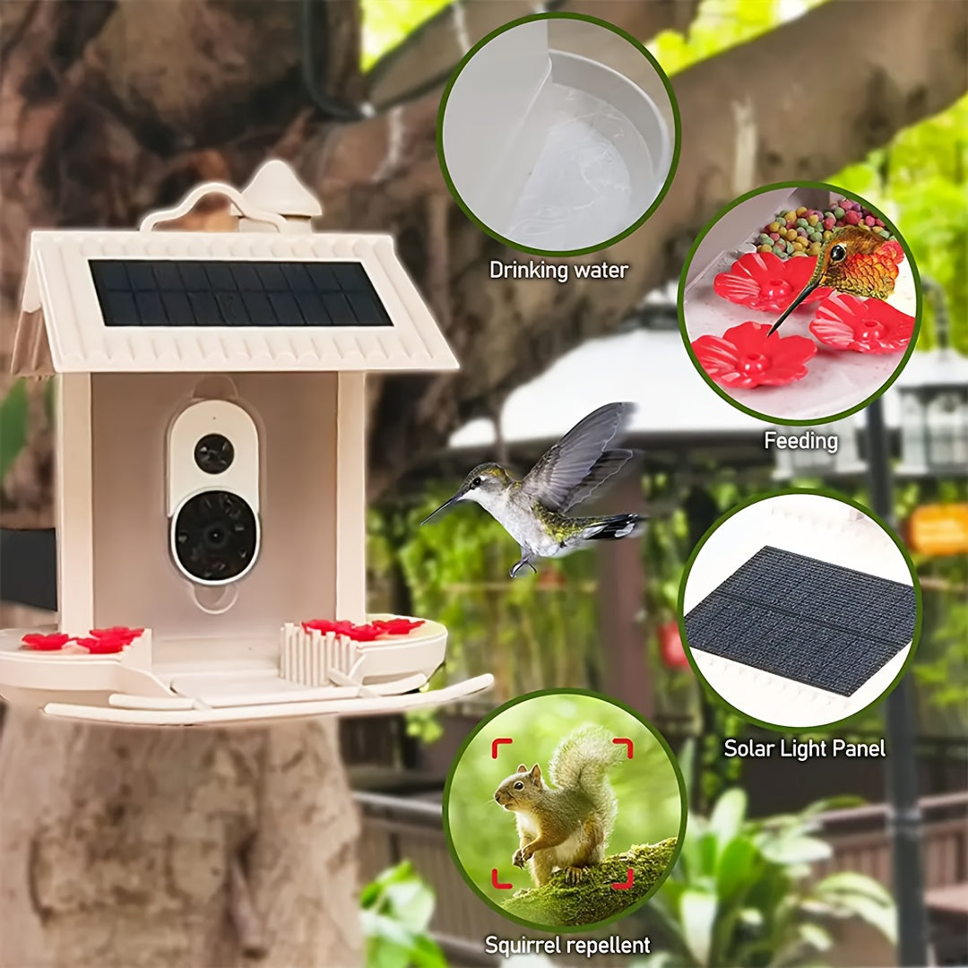 Smart Bird Feeder With AI Camera: Identify 10, 000+ Bird Species, Real-Time App Monitoring, Solar-Powered & For Garden & Outdoor Use