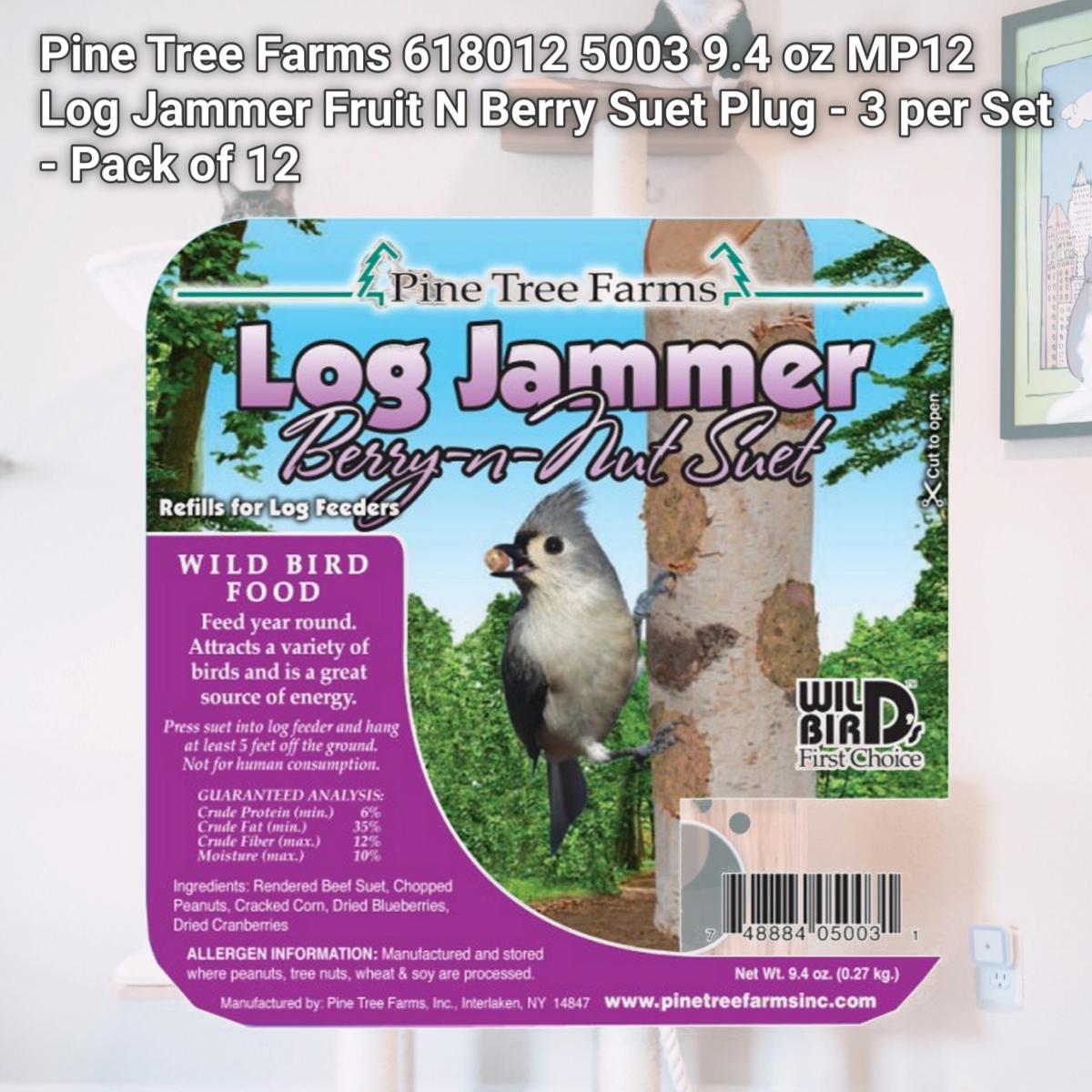212 MAIN 5003 9.4 oz MP12 Log Jammer Fruit N Berry Suet Plug - 3 per Set - Pack of 12