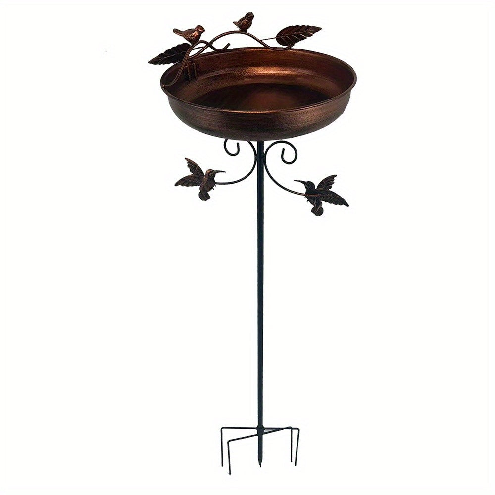 Outdoor Bird Bath and Feeder with Metal Bowl & Sturdy 5-Claw Base - Heavy-Duty Garden Decor with Leaf Design, Detachable Bird Feeding Station, Spill-Resistant Easy-Clean Bowl for Attracting Birds to Yard, Lawn, Patio - Durabl