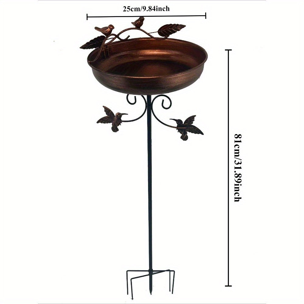 Outdoor Bird Bath and Feeder with Metal Bowl & Sturdy 5-Claw Base - Heavy-Duty Garden Decor with Leaf Design, Detachable Bird Feeding Station, Spill-Resistant Easy-Clean Bowl for Attracting Birds to Yard, Lawn, Patio - Durabl