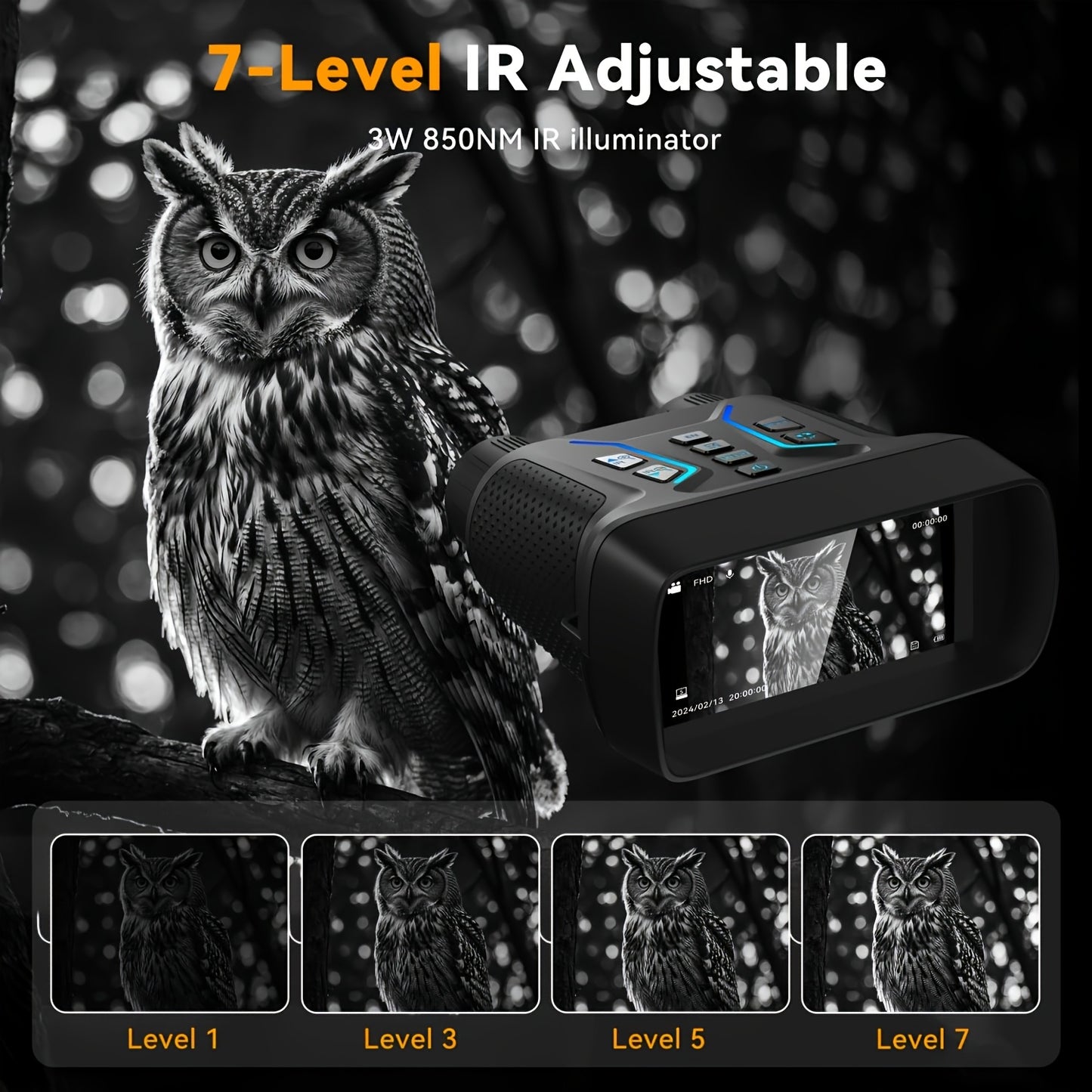 Night Vision Goggles - 4K Night Vision Binoculars For Adults, 4500mAh Rechargeable Infrared Binoculars With 4.5'' Large Screen, 8X Digital Zoom, 32GB TF Card To Save Photos And Videos For Camping, Outdoor And Hunting