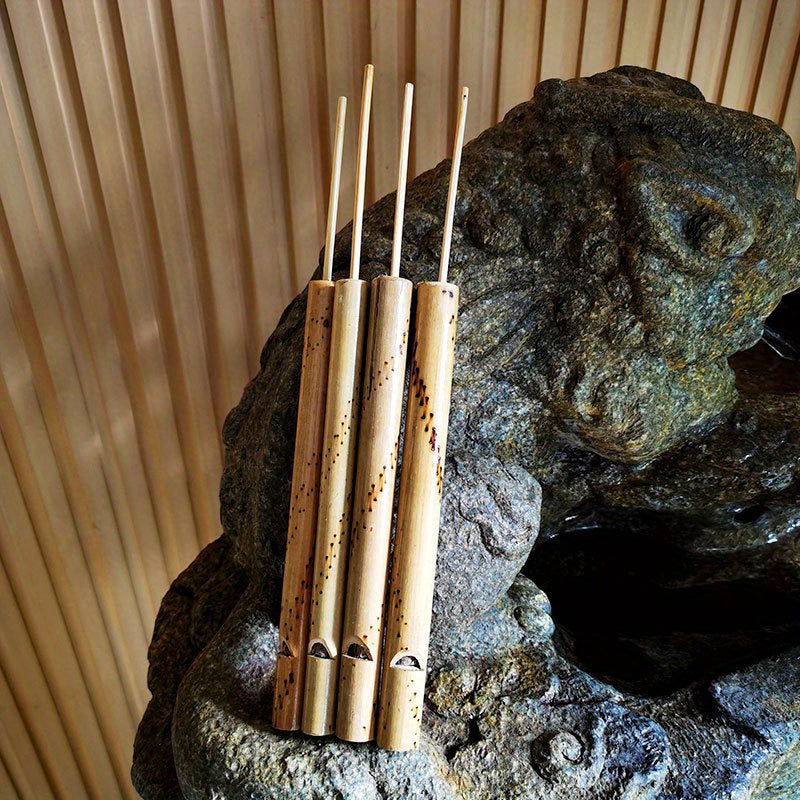 4pcs Handcrafted Bamboo Bird Call Flutes, Nostalgic Simulation Birdcall Wind Instruments, Natural Mouth-Blown Whistle Set