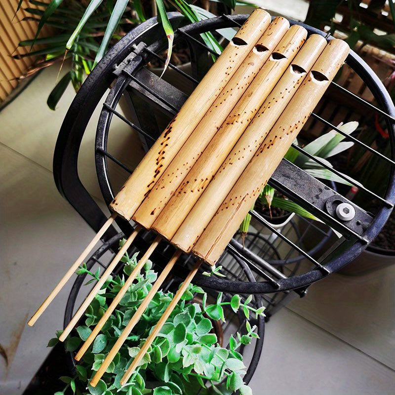 4pcs Handcrafted Bamboo Bird Call Flutes, Nostalgic Simulation Birdcall Wind Instruments, Natural Mouth-Blown Whistle Set