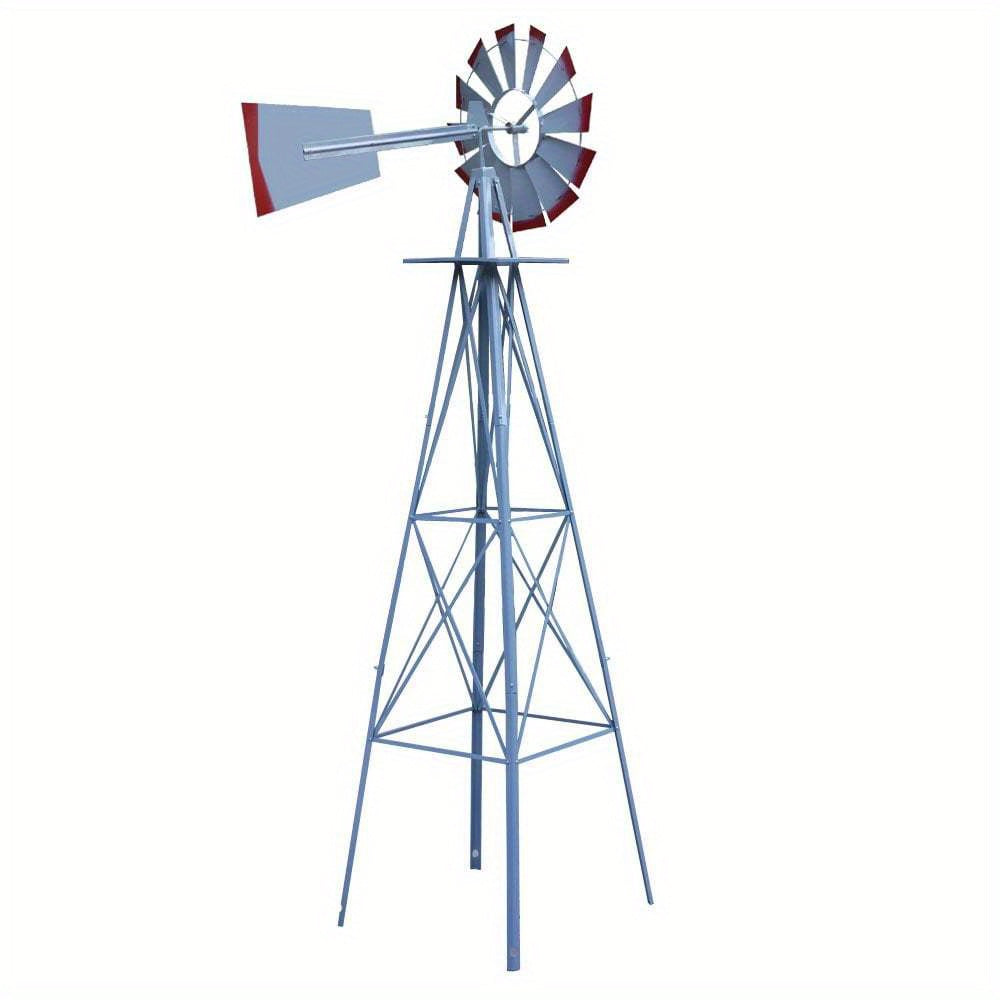 8FT Windmill Ornamental Metal Wind Mill Weather Vane Weather Resistant for Home, Garden, Yard