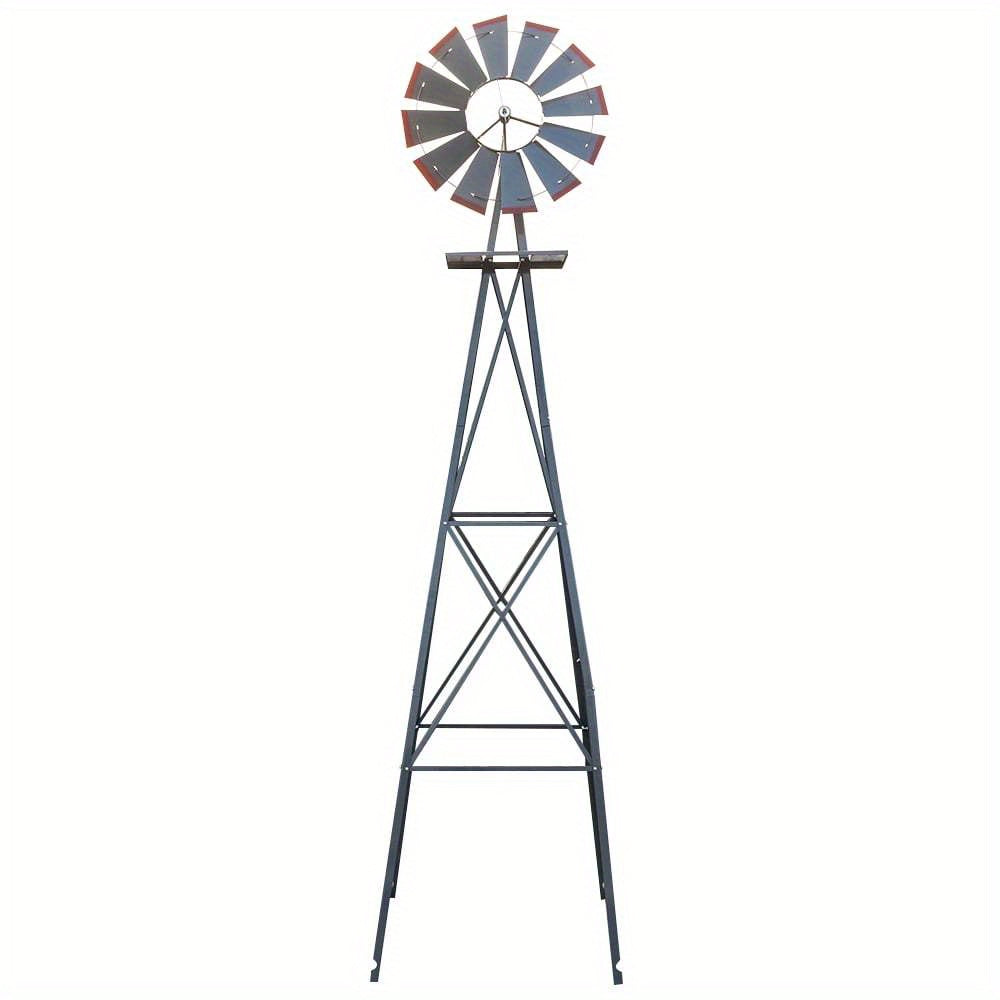 8FT Windmill Ornamental Metal Wind Mill Weather Vane Weather Resistant for Home, Garden, Yard