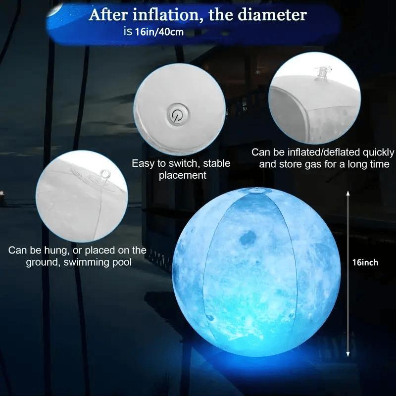 3Packs LED glowing balls, outdoor pool decoration beach balls, garden lantern hanging lights, inflatable glowing balls, suitable for swimming pools, ponds, terraces, weddings, pool parties