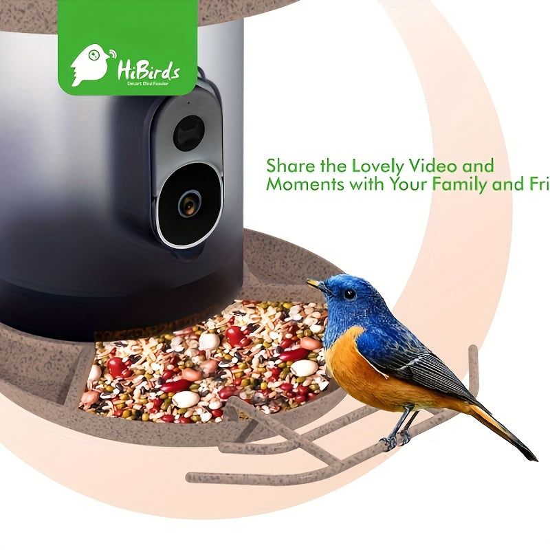 Smart Bird Feeder With AI Camera: Identify 10, 000+ Bird Species, Real-Time App Monitoring, Solar-Powered & For Garden & Outdoor Use