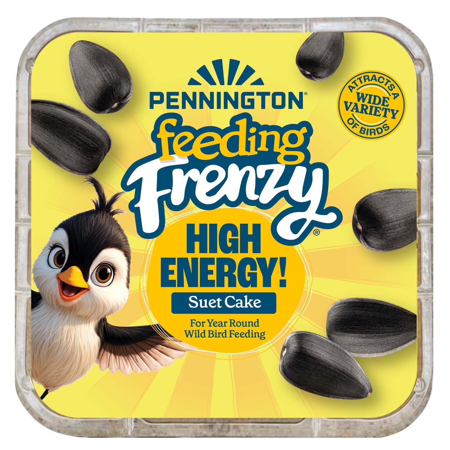 1-Pack (11.75oz) High-Energy Suet Cake with Whole Sunflower - Heavy-Duty Bird Food for Winter, Nesting, Migration - Attracts Cardinals, Chickadees, Woodpeckers, Titmice - Long-Lasting Formula, Easy-to-Use Suet Feeder Cake - A