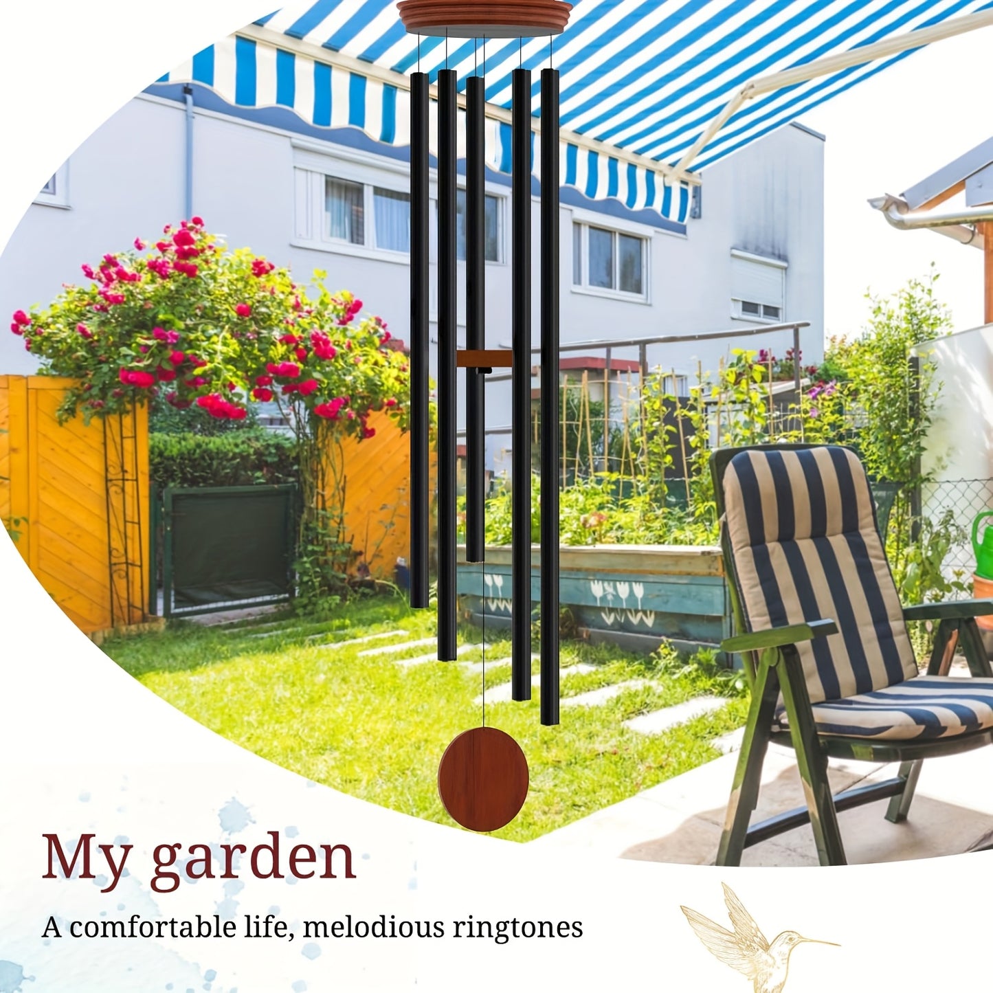 60" Extra Large Outdoor Wind Chimes - Deep Tone Soothing Aluminum Wind Chimes for Garden, Patio, Christmas Decor, No Electricity Needed, Durable Weather-Resistant Hanging Ornament