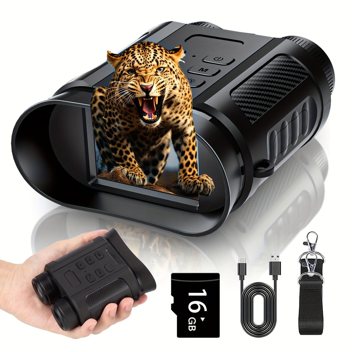 4K Night Vision Goggles And Binoculars - with Built-in Flashlight, 8X Digital Zoom, 2500mAh Rechargeable Battery, 32GB SD Card. Works In 100% Darkness. Ideal for Observation, Bird Watching, Security Surveillance, Camping