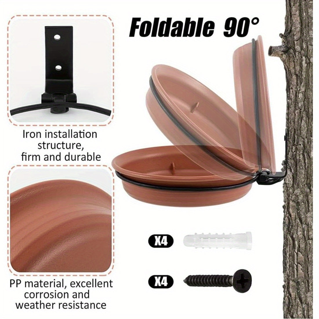 2 collapsible wall-mounted bird feeders, bird feeders and garden baths, fenced trays, deck trays to attract wild birds, tree-mounted bird water, balconies, outdoor walls