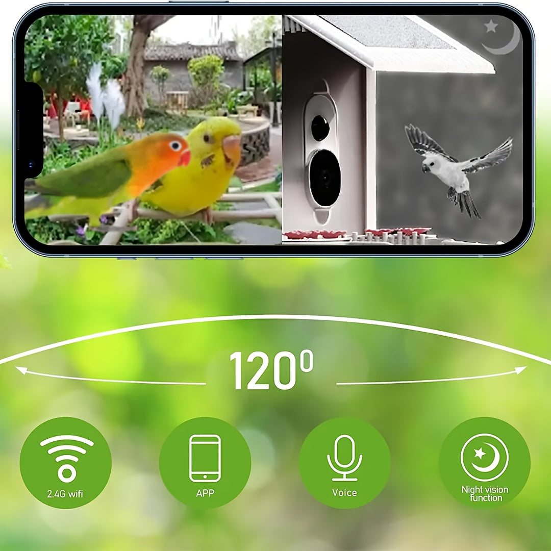 Smart Bird Feeder With AI Camera: Identify 10, 000+ Bird Species, Real-Time App Monitoring, Solar-Powered & For Garden & Outdoor Use