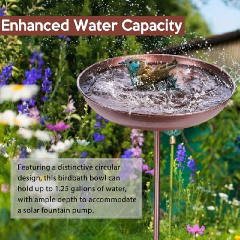 31.5" Outdoor Bird Bath with Auger Drill Bit & Heavy-Duty 5-Prong Base - Large Standing Birdbath, Stable Garden Decoration, Easy Assembly, for Yard, Patio, or Wildlife Garden - Attracts Birds, robins, sparrows, finches, Bird