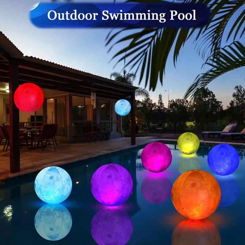 3Packs LED glowing balls, outdoor pool decoration beach balls, garden lantern hanging lights, inflatable glowing balls, suitable for swimming pools, ponds, terraces, weddings, pool parties