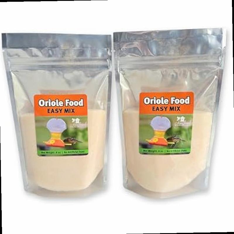 Songbird Essentials Oriole Nectar Mix 8 Ounce Dry Concentrate Makes 48 Ounces Nectar No Boil All Natural No Dyes or Artificial Sweeteners Attracts Orioles and Hummingbirds Pack of 2