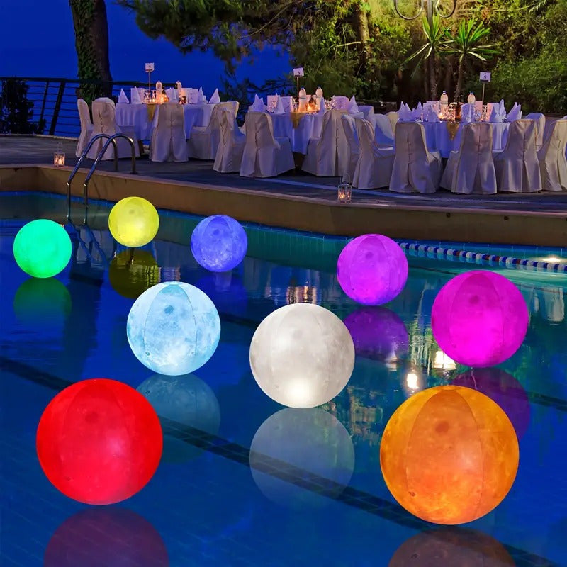 3Packs LED glowing balls, outdoor pool decoration beach balls, garden lantern hanging lights, inflatable glowing balls, suitable for swimming pools, ponds, terraces, weddings, pool parties