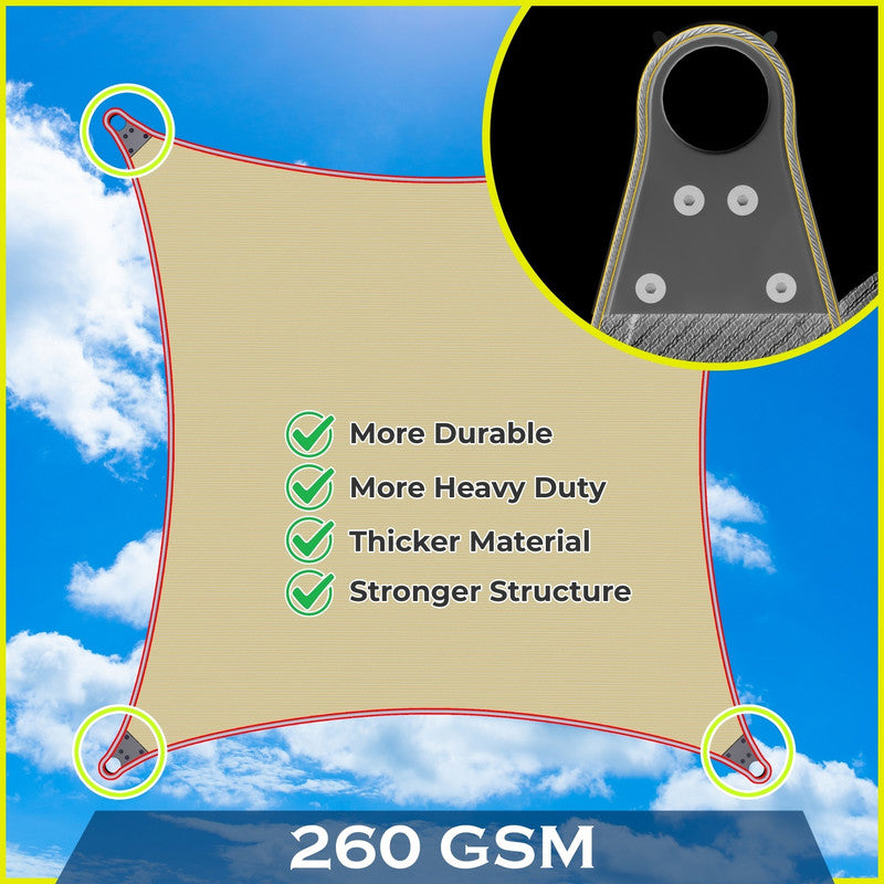 ShadeMart Free selection of size grey grey Sun Shade Heavy Duty Rectangle Shade Sail Super Ring Canopy Awning Shades for Patio Carport Yard UV Blockage Commercial Grade 260 GSM, We Custom Size