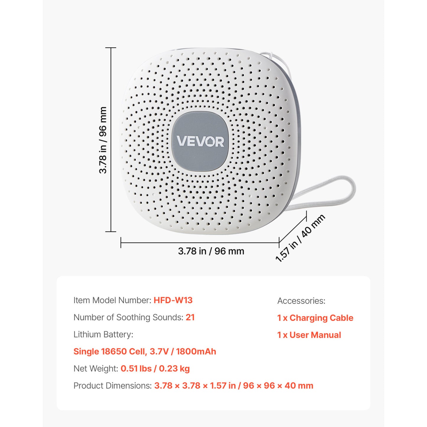 VEVOR Sound Machine 21 / 30 Soothing Sleep Sounds 3-in-1 White Noise Sound Machine