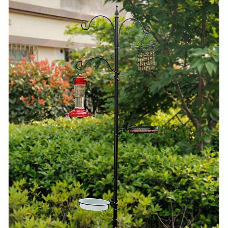 Premium Bird Feeding Station Kit, 7534; x 2134; Bird Feeder Pole, A Multi Feeder Hanging Kit with Metal Suet and Bath for Attracting Wild Birds, Birdfeeder and Planter Hanger