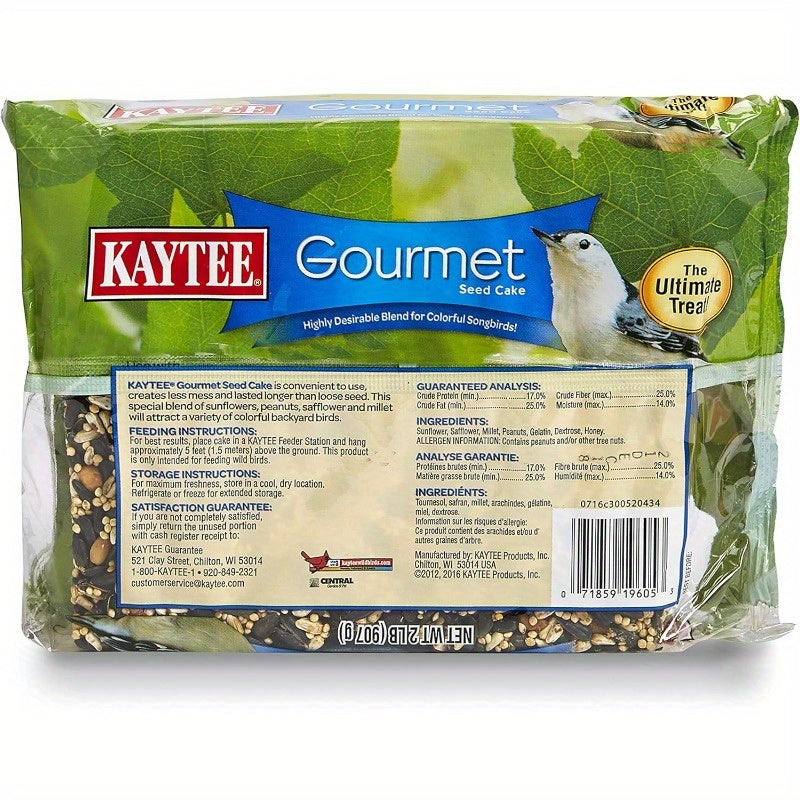 Wild Bird Gourmet Seed Cake for Cardinals Chickadees Juncos Titmice Woodpeckers and More 2 Pounds