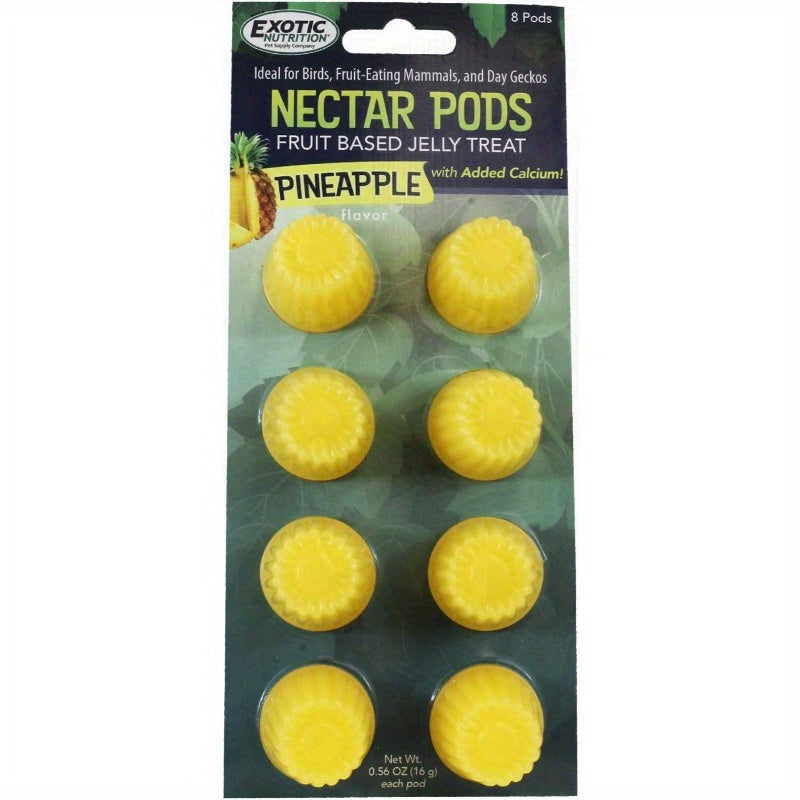 Nectar Pods (Pineapple) - Calcium-Fortified Jelly Fruit Treat - Sugar Gliders Marmosets, Squirrels, Parrots, Cockatiels, Parakeets, Birds, Hamsters, Day Geckos, Kinkajous & Other Small Pets