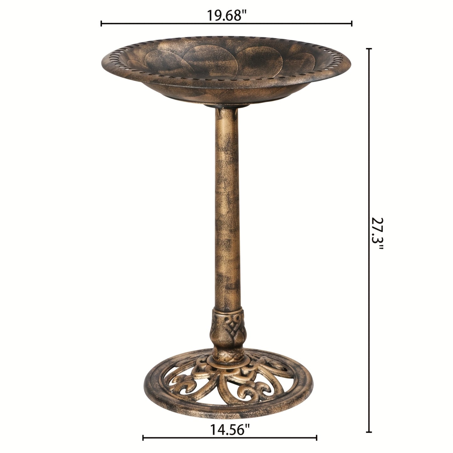 Antique Copper- Polyresin Bird Bath Fountain - Ornate Leaf-Design Lightweight Birdbath with Central Basin, Durable Outdoor Garden Decor for Attracting Birds, Goldfinches & Robins - Low-Maintenance Yard Water Feature
