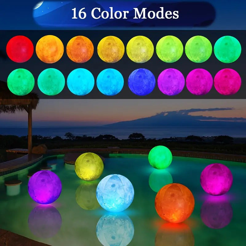 3Packs LED glowing balls, outdoor pool decoration beach balls, garden lantern hanging lights, inflatable glowing balls, suitable for swimming pools, ponds, terraces, weddings, pool parties
