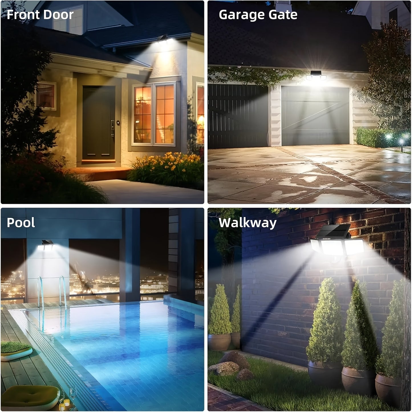 2-Pack Solar-Powered Wall Lights with 3 Lighting Modes, Motion Sensor, Durable Metal Finish, IP65 Waterproof Outdoor Garden Lights for Street, Porch, Patio, Fence, Deck, Stair - Solar Security Flood Lighting, Solar Wall Light