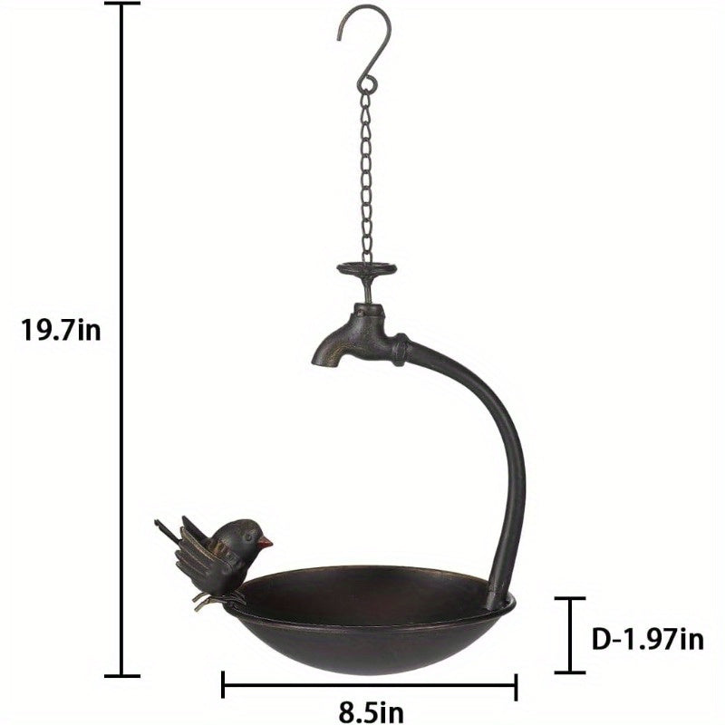 Antique Cast Iron Faucet Hanging Bird Bath Outdoor Bird Bath Bird Feeder Seed Tray Garden Yard Decor