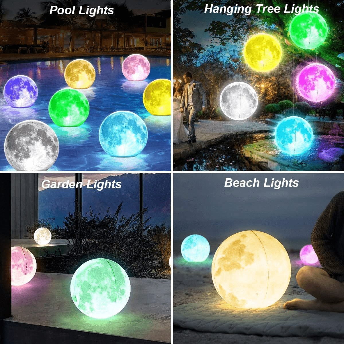 3Packs LED glowing balls, outdoor pool decoration beach balls, garden lantern hanging lights, inflatable glowing balls, suitable for swimming pools, ponds, terraces, weddings, pool parties