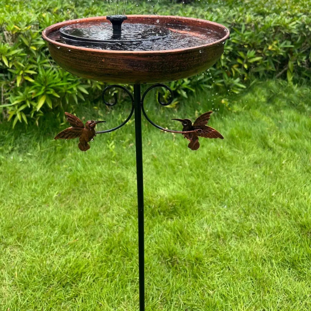 Outdoor Bird Bath and Feeder with Metal Bowl & Sturdy 5-Claw Base - Heavy-Duty Garden Decor with Leaf Design, Detachable Bird Feeding Station, Spill-Resistant Easy-Clean Bowl for Attracting Birds to Yard, Lawn, Patio - Durabl