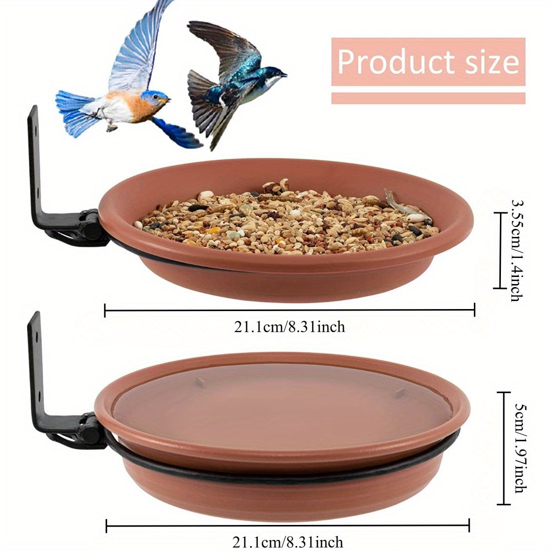 2 collapsible wall-mounted bird feeders, bird feeders and garden baths, fenced trays, deck trays to attract wild birds, tree-mounted bird water, balconies, outdoor walls