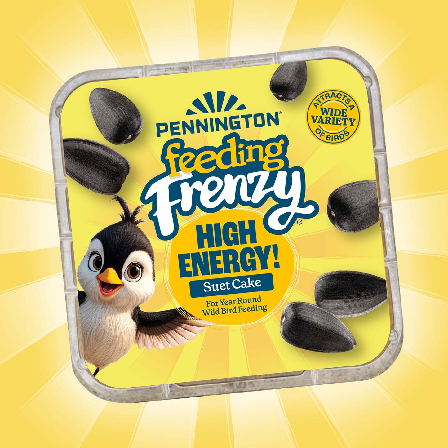 1-Pack (11.75oz) High-Energy Suet Cake with Whole Sunflower - Heavy-Duty Bird Food for Winter, Nesting, Migration - Attracts Cardinals, Chickadees, Woodpeckers, Titmice - Long-Lasting Formula, Easy-to-Use Suet Feeder Cake - A