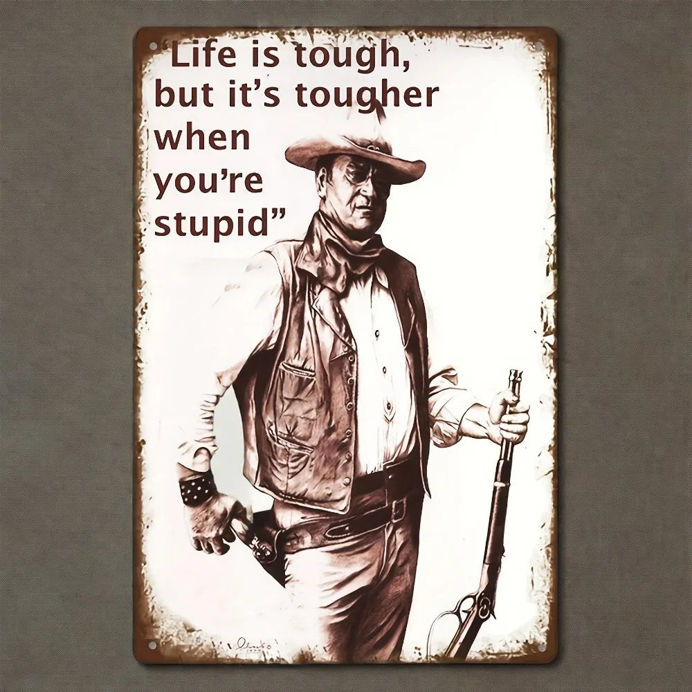 30x20 cm Waterproof & Dustproof Metal Tin Plaque - Legendary Cowboy Poster Artwork - Unique & Charming Home Wall Decor for