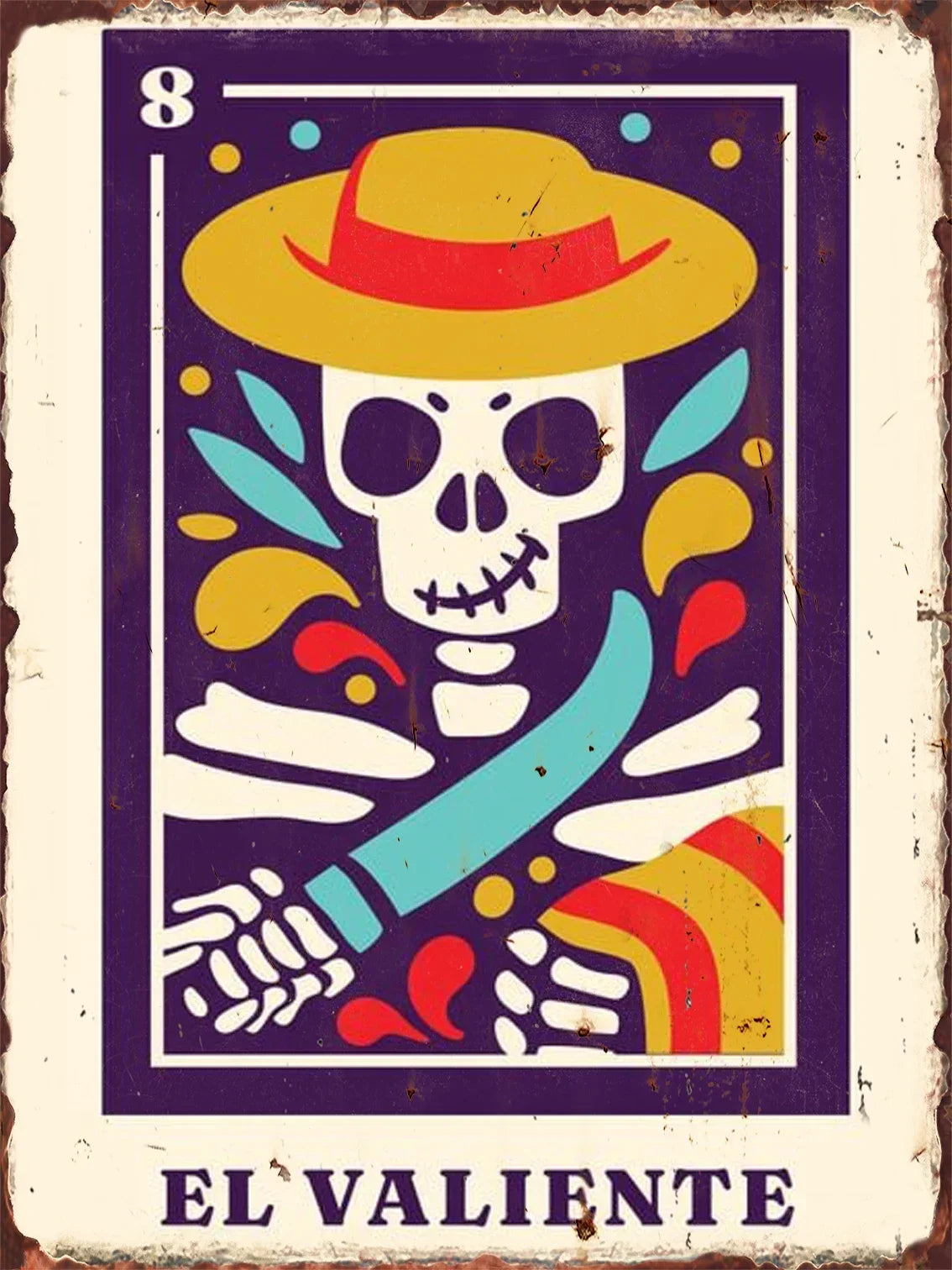 - Mexican Lottery EL GALLO Poster Metal Sign | Ideal for Home Decor Aesthetics | Unique Wall Decorative Plaque