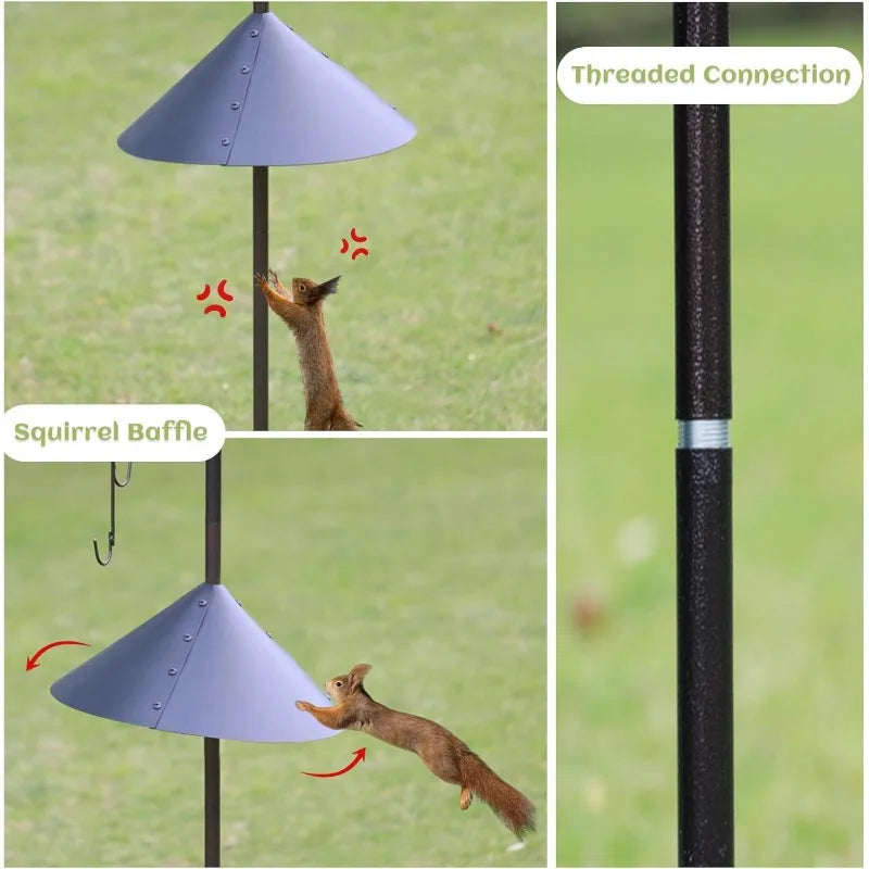 Deluxe Bird Feeding Station Kit Bird Feeder Pole Hanging Kit Multi Bird Feeders with Squirrel Baffle