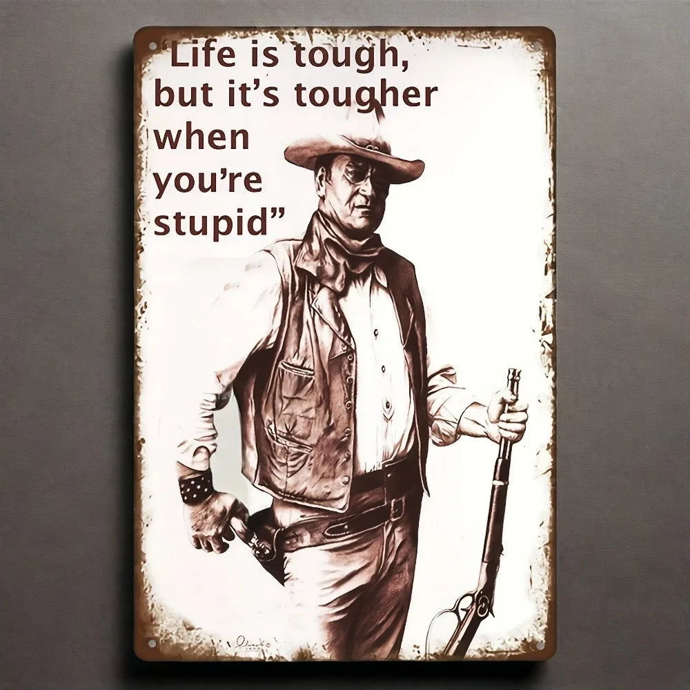 30x20 cm Waterproof & Dustproof Metal Tin Plaque - Legendary Cowboy Poster Artwork - Unique & Charming Home Wall Decor for