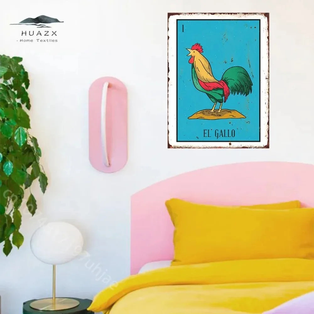 - Mexican Lottery EL GALLO Poster Metal Sign | Ideal for Home Decor Aesthetics | Unique Wall Decorative Plaque