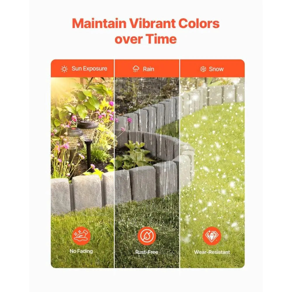 Artificial Stone Decorative Landscape Edging Tiles 47.2x9in Stain & Weather Resistant No Dig Patio Border