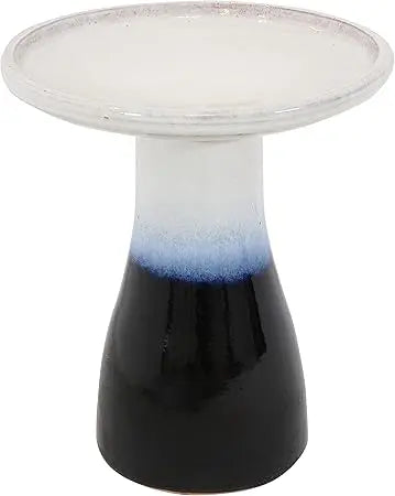 Sunnydaze 21" H Ceramic Bird Bath for Outside - Hand-Painted Outdoor Bird Bath Bowl, UV/Frost-Resistant Finish - Yam - Ribbed Pe