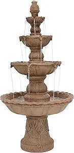 Pineapple 52-Inch 4-Tier Outdoor Water Fountain - Tall Outdoor Fountain for Garden, Patio or Yard - Black