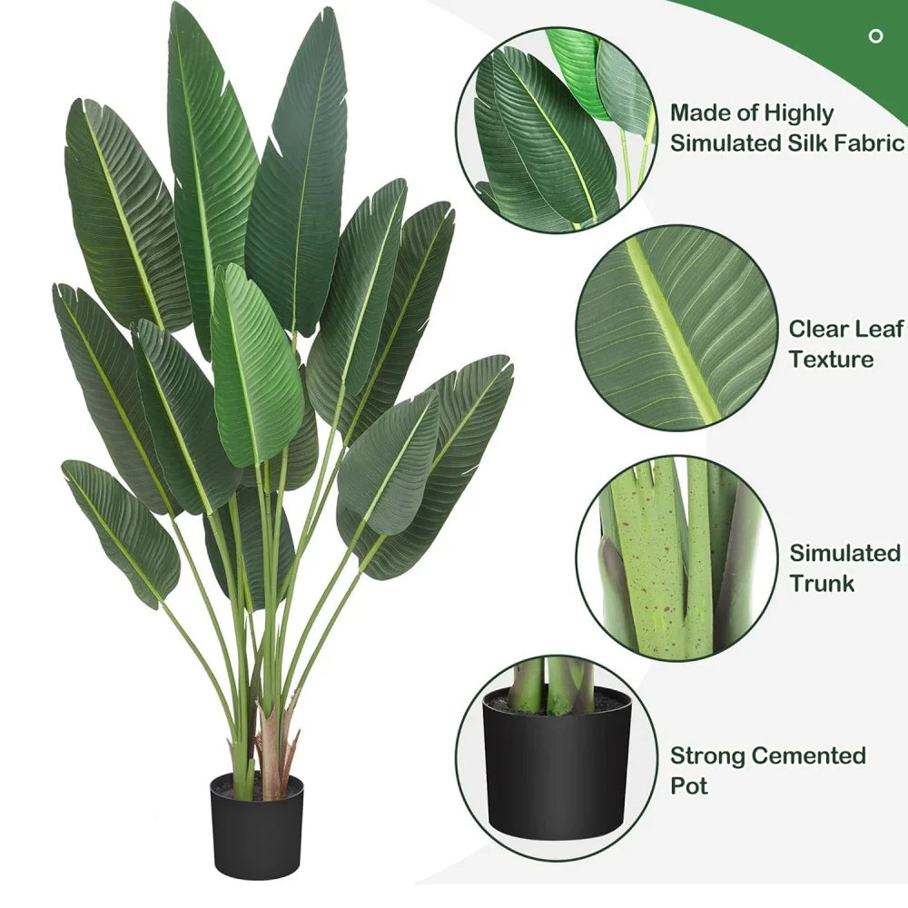 72 inch Artificial Tree Bird of Paradise Artificial Plant Fake Tree 6 Ft Faux Plant Fake Banana Tree Plant in Pot for Home Decor