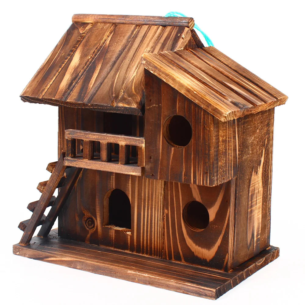 Wood Bird House, Hanging Bird House, Brown Bird House Squirrel House Nesting Box Bird Nature Animals