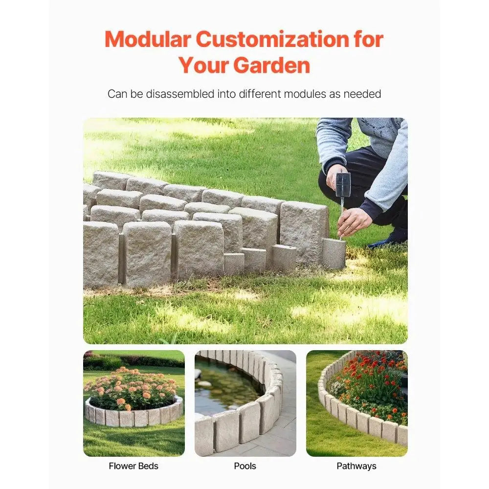 Artificial Stone Decorative Landscape Edging Tiles 47.2x9in Stain & Weather Resistant No Dig Patio Border