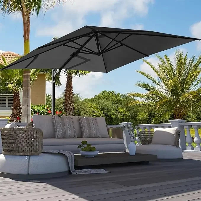 Luxury 10' X 10' Cantilever Patio Umbrella, 360°Rotation,Large Rectangular Cantilever Patio Umbrellas, Heavy Duty Aluminum