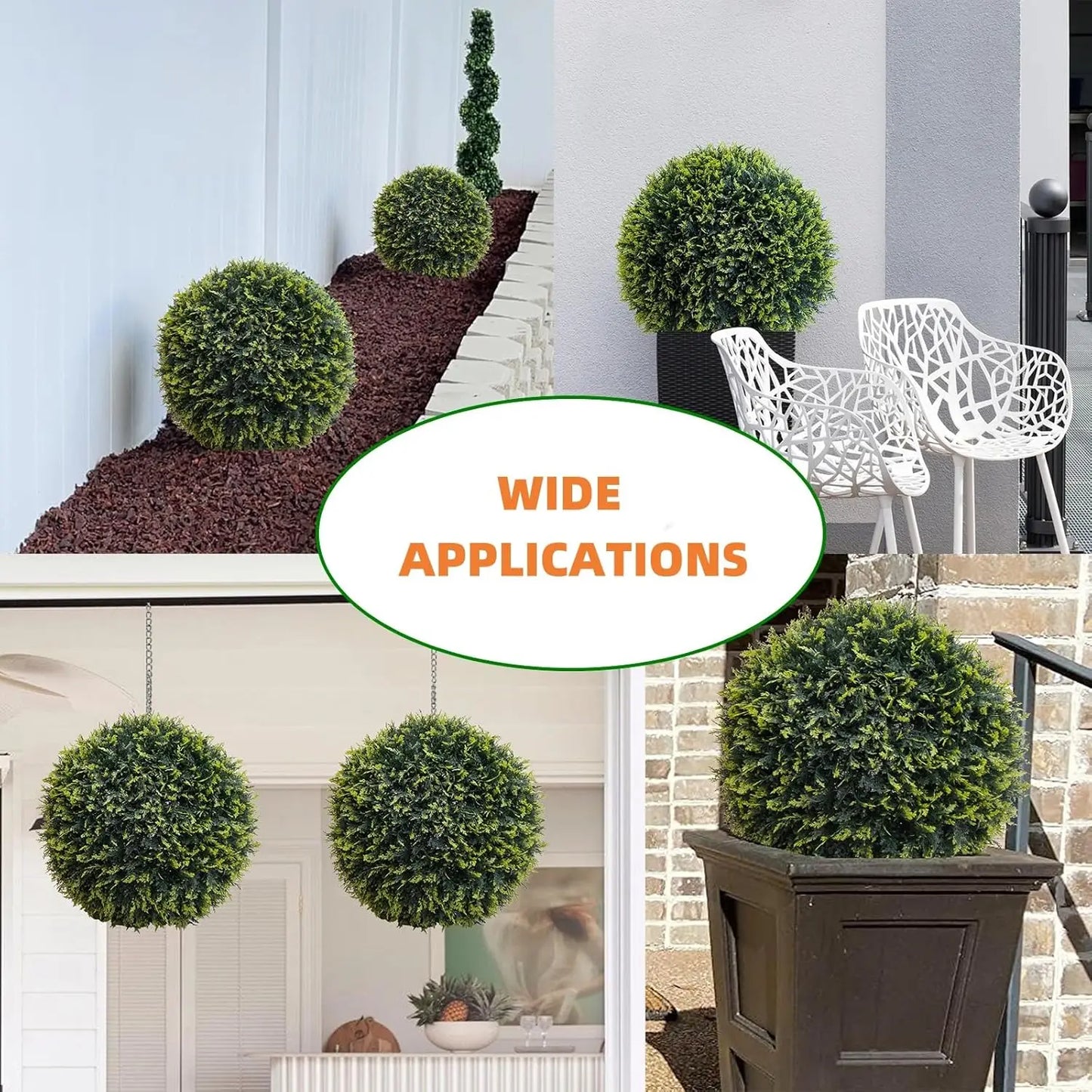 2PCS Topiary Balls Artificial Outdoor Indoor Home Decor Faux Topiary Cedar Balls for Birthday Wedding Party Festival Supplies