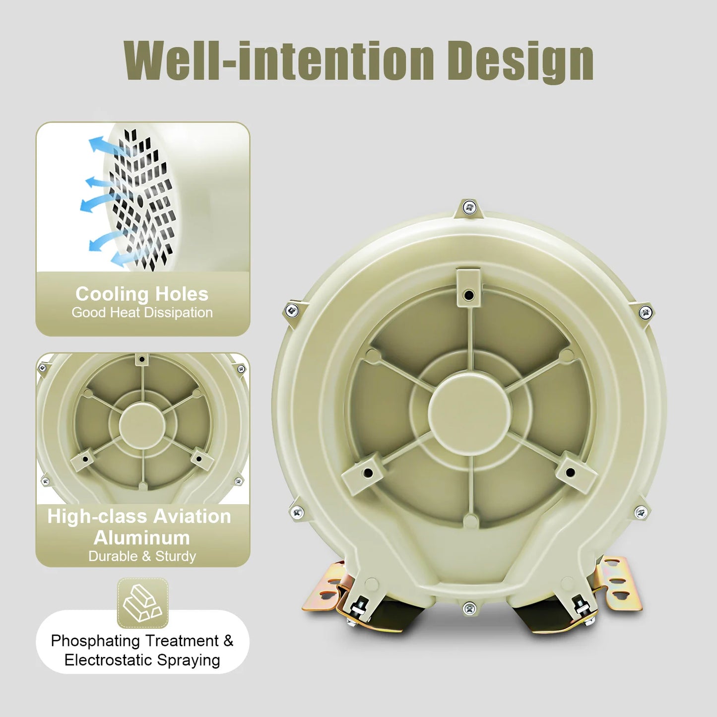 Vortex Air Blower Vortex Fan Oxygen Supply Air Pump Turbine Aquarium Fish High Pressure Blower Fan Oxygen Aerator 110V 370W