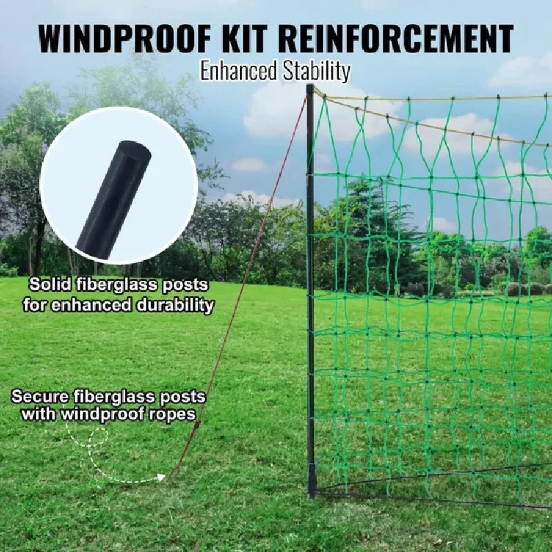 VEVOR Electric Fence Netting, 35" H x 164' L, PE Net Fencing with Posts & Double-Spiked Stakes, Utility Portable Mesh for Goats,