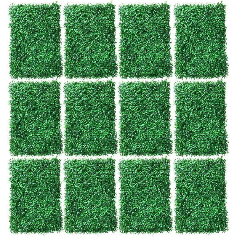 12Pcs 60x40cm Artificial Hedge Screen Privacy Fence Faux Plant Leaves Panels Boxwood Grass for Home Garden Decor Yard Wall Decor